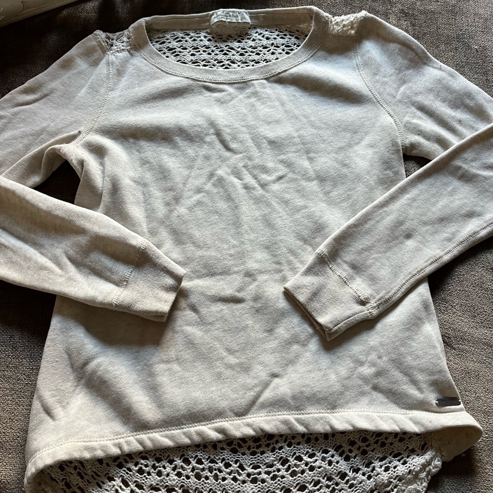 Abercrombie Cream Lace Sweatshirt - Size XS